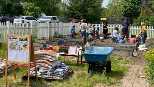 Students gardening in the Beebe Community Garden